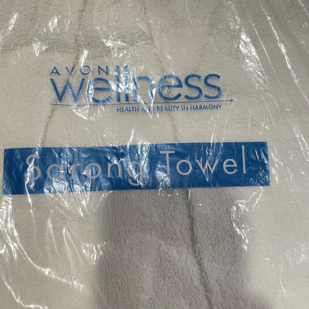 Avon Intimates Women's Sarong Spa Towel Fit 16W-26W 100% Cotton White Made In US